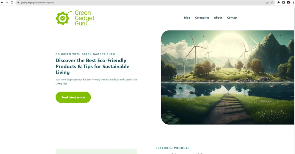 Screenshot der fertigen, von Chat GPT-4 entwickelten Website.